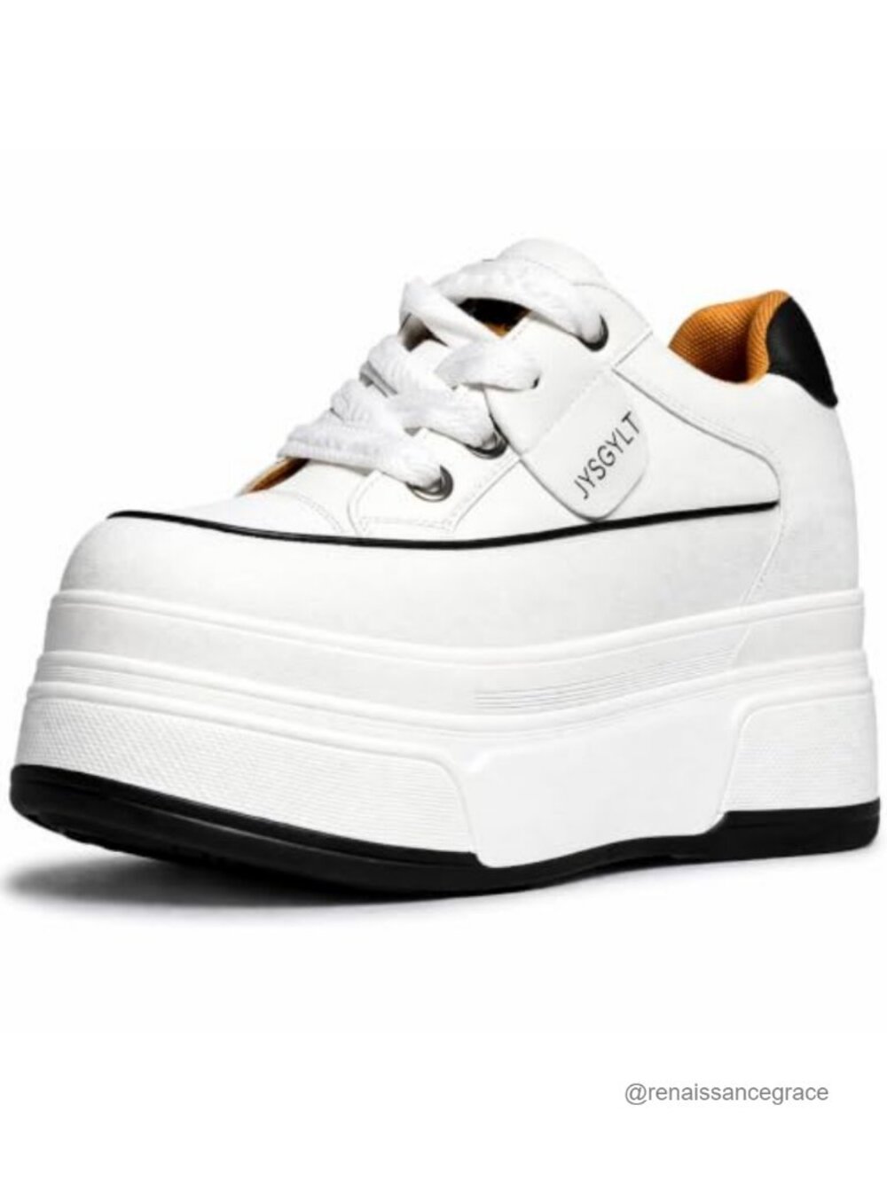 Women Platform Sneakers Chunky Casual Lace Up Comfort Shoes Split Leather